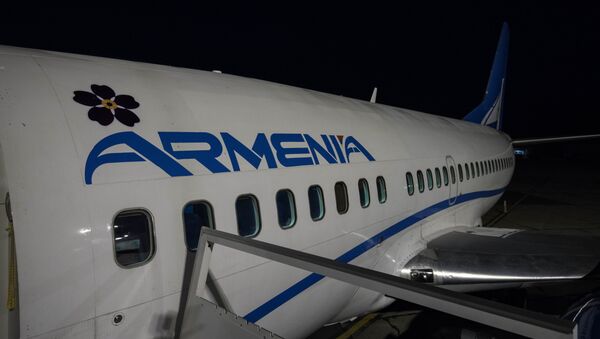 Самолет авиакомпании Armenia c символом незабудки - Sputnik Армения