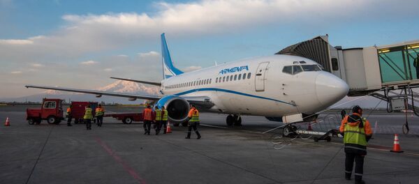 Самолет авиакомпании Armenia c символом незабудки - Sputnik Армения