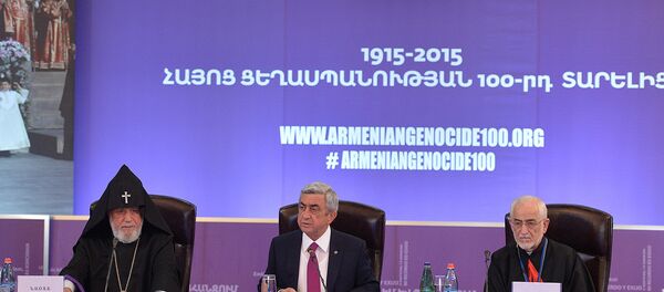 На заседании Госкомиссии по координации мероприятий к 100-летию Геноцида армян На заседании Госкомиссии по координации мероприятий к 100-летию Геноцида армян - Sputnik Армения