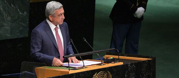 выступление президента Армении Сержа Саргсяна на 70-й сессии Генассамблеи ООН выступление президента Армении Сержа Саргсяна на 70-й сессии Генассамблеи ООН - Sputnik Армения