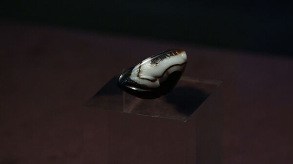 Экспонаты музея Мецамор: агатовая гирька в форме лягушки - Sputnik Արմենիա