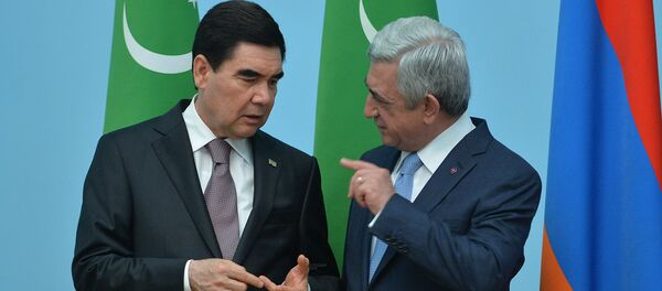 Президент Республики Армения Серж Саргсян и Президент Туркменистана Гурбангулы Бердымухамедов Президент Республики Армения Серж Саргсян и Президент Туркменистана Гурбангулы Бердымухамедов - Sputnik Արմենիա