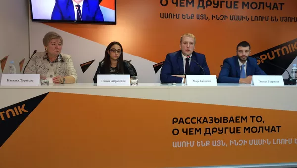 Участники пресс-конференции к открытию Ежегодной олимпиады Время учиться в России. Участники пресс-конференции к открытию Ежегодной олимпиады Время учиться в России. - Sputnik Армения