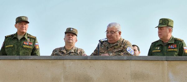 Учения ОДКБ Взаимодействие в Армении. Александр Дворников, Акоп Мовсесян и Юрий Хачатуров - Sputnik Армения