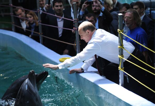 Президент РФ Владимир Путин во время посещения Приморского океанариума - Sputnik Армения