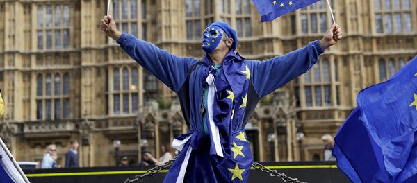 Мужчина в с флажками ЕС - Sputnik Армения