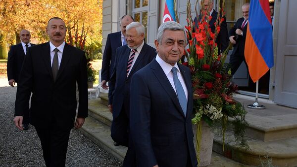Встреча президентов Армении и Азербайджана Сержа Саргсяна и Ильхама Алиева в Женеве - Sputnik Армения