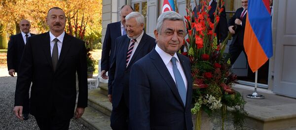 Встреча президентов Армении и Азербайджана Сержа Саргсяна и Ильхама Алиева в Женеве - Sputnik Армения