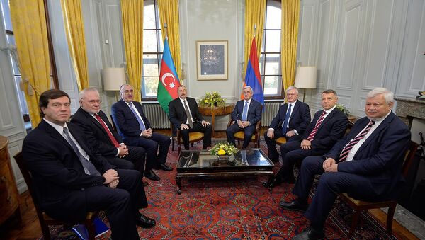 Встреча президентов Армении и Азербайджана Сержа Саргсяна и Ильхама Алиева в Женеве - Sputnik Արմենիա