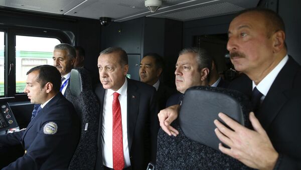 Президент Турции Реджеп Тайип Эрдоган (третий слева), Президент Азербайджана Ильхам Алиев (справа) и премьер-министр Грузии Георгий Квирикашвили - Sputnik Արմենիա