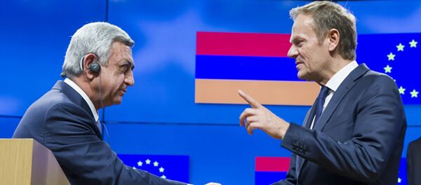 Президент Армении Серж Саргсян и президент ЕС Дональд Туск - Sputnik Армения