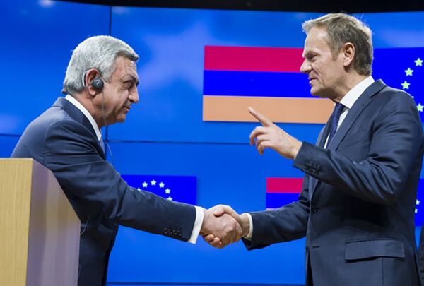 Президент Армении Серж Саргсян и президент ЕС Дональд Туск  - Sputnik Армения