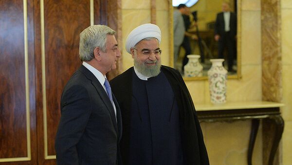 Президенты Армении Серж Саргсян и Ирана Хасан Рухани - Sputnik Армения