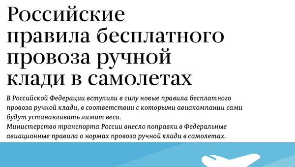 Правила бесплатного провоза ручной клади в российских компаниях - Sputnik Армения
