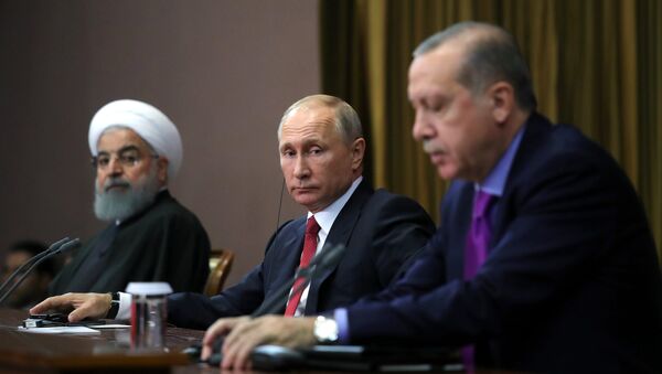 Встреча президента РФ В. Путина с президентом Ирана Х. Рухани и президентом Турции Р. Эрдоганом - Sputnik Արմենիա