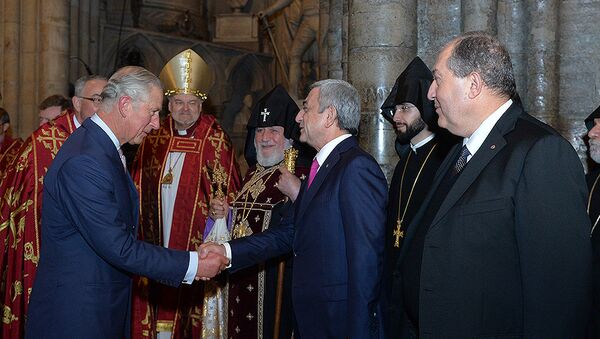Президент Армении Серж Саргсян в Лондоне принял участие в поминальной церемонии, посвященной причисленным к лику святых жертвам Геноцида армян - Sputnik Армения