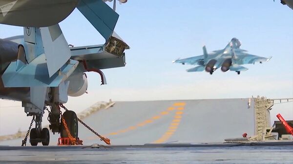 Боевая работа авиации ТАВКР Адмирал Кузнецов в Средиземном море у берегов Сирии - Sputnik Армения